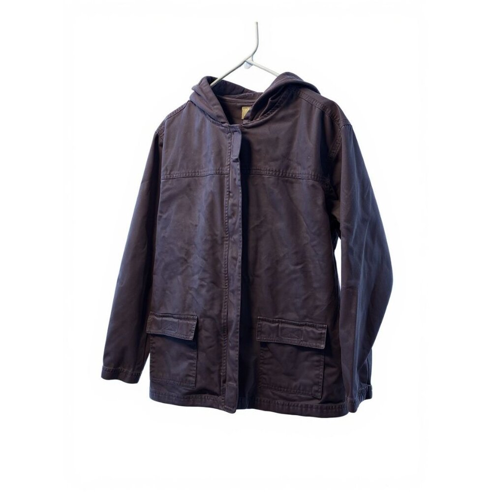 Blasport Womens Petite Hooded Brown Cotton Jacket With Front Pockets & Full Velc
